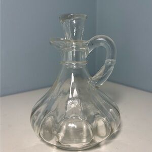 Vintage Anchor Hocking Clear Glass Vinegar Oil Cruet W/Stopper 5” With Stopper